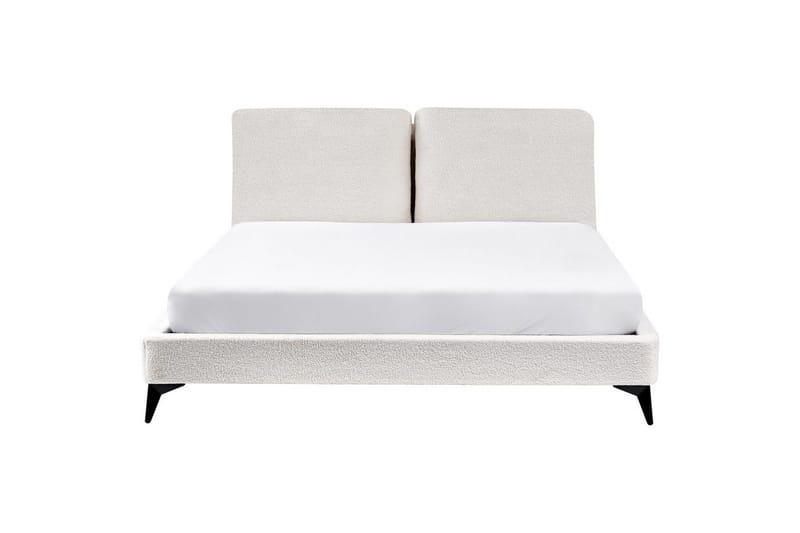 Seng med lamellramme Melle - Hvit, Svart/Bouclé, 160x200 cm - Møbler - Senger - Sengeramme & sengestamme