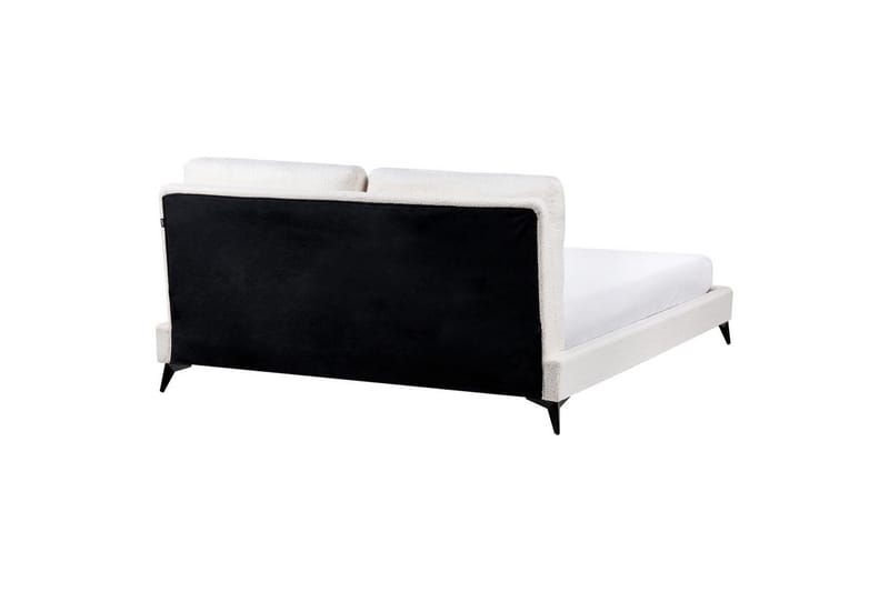 Seng med lamellramme Melle - Hvit, Svart/Bouclé, 180x200 cm - Møbler - Senger - Sengeramme & sengestamme