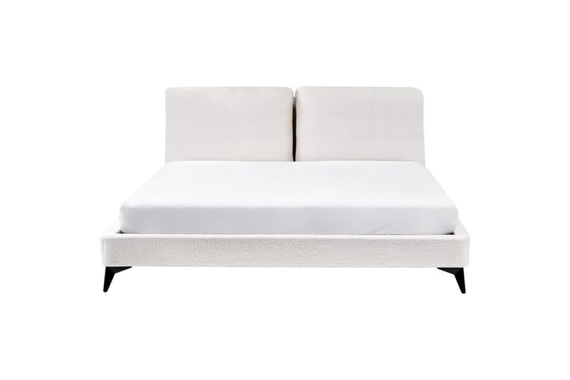 Seng med lamellramme Melle - Hvit, Svart/Bouclé, 180x200 cm - Møbler - Senger - Sengeramme & sengestamme