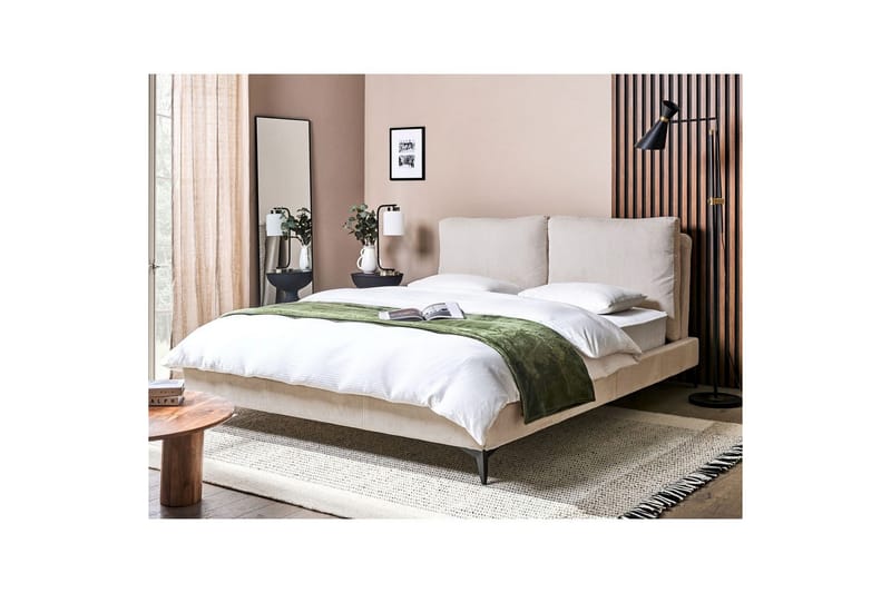 Seng med lamellramme Melle - Lys beige/Mansjettstoff, Lysebeige/Manchestertøy, Lys beige/Kordfløyel, Lys beige/Manchester, 160x200 cm - Møbler - Senger - Sengeramme & sengestamme