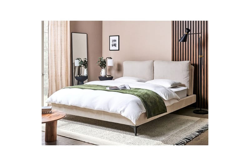 Seng med lamellramme Melle - Lys beige/Mansjettstoff, Lysebeige/Manchestertøy, Lys beige/Kordfløyel, Lys beige/Manchester, 160x200 cm - Møbler - Senger - Sengeramme & sengestamme