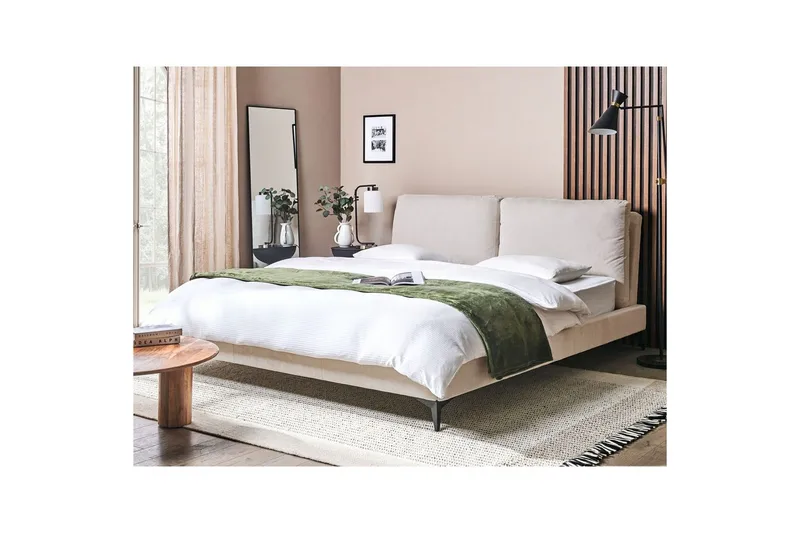 Seng med lamellramme Melle - Lys beige/Mansjettstoff, Lysebeige/Manchestertøy, Lys beige/Kordfløyel, Lys beige/Manchester, 180x200 cm - Møbler - Senger - Sengeramme & sengestamme