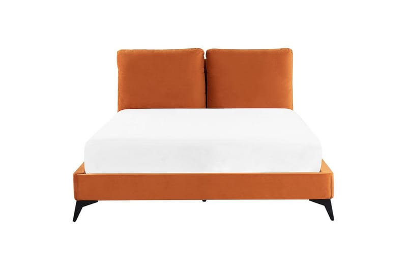 Seng med lamellramme Melle - Oransje, svart/Fløyel, Oransje, svart/fløyel, 140x200 cm - Møbler - Senger - Sengeramme & sengestamme