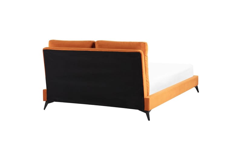 Seng med lamellramme Melle - Oransje, svart/Fløyel, Oransje, svart/fløyel, 140x200 cm - Møbler - Senger - Sengeramme & sengestamme