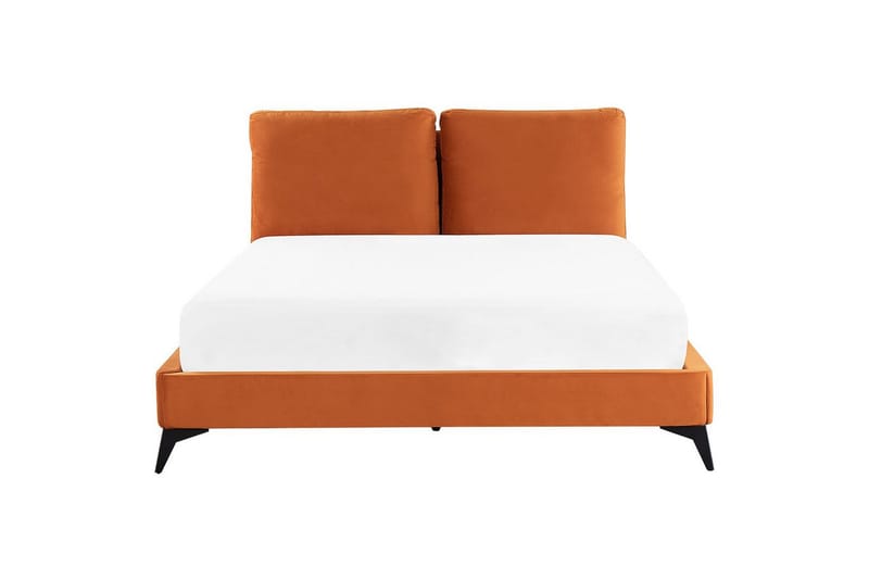 Seng med lamellramme Melle - Oransje, svart/Fløyel, Oransje, svart/fløyel, 160x200 cm - Møbler - Senger - Sengeramme & sengestamme