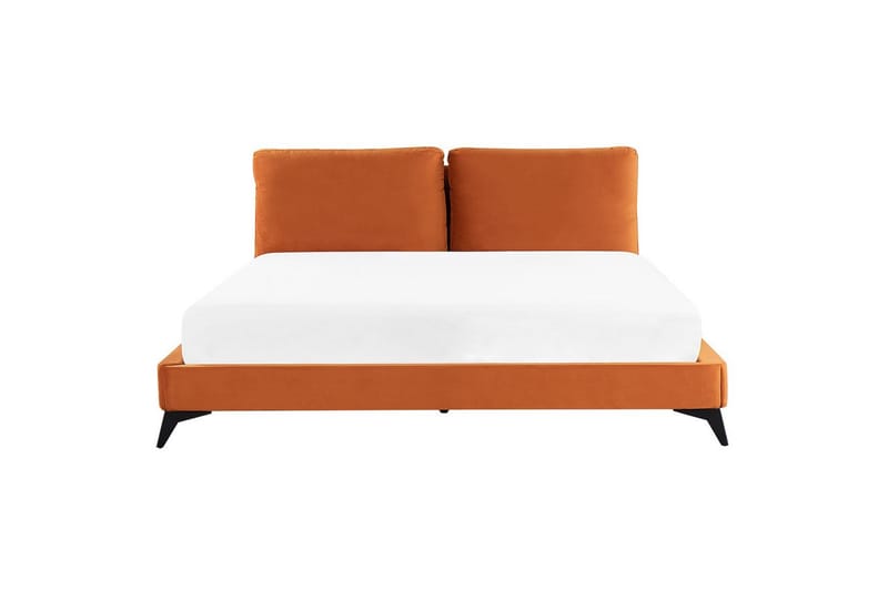 Seng med lamellramme Melle - Oransje, svart/Fløyel, Oransje, svart/fløyel, 180x200 cm - Møbler - Senger - Sengeramme & sengestamme