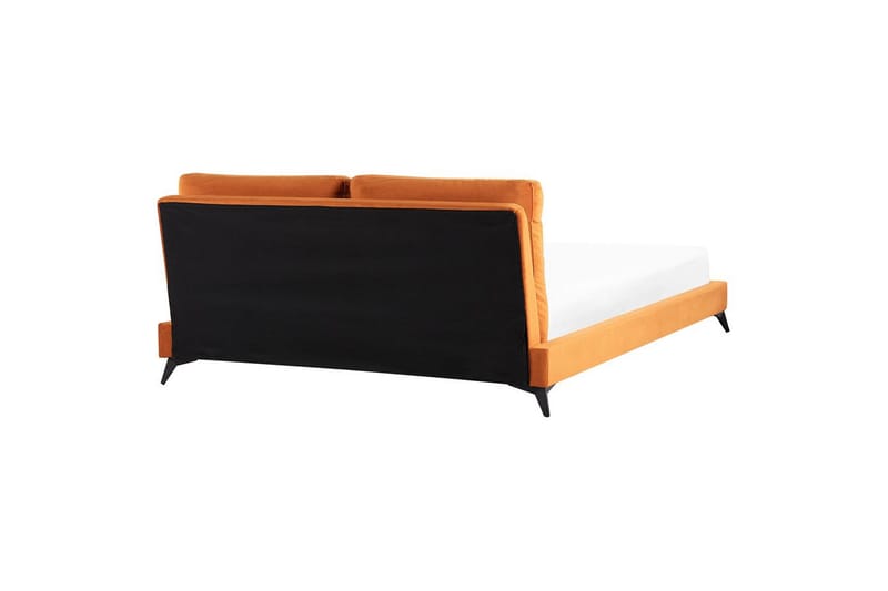 Seng med lamellramme Melle - Oransje, svart/Fløyel, Oransje, svart/fløyel, 180x200 cm - Møbler - Senger - Sengeramme & sengestamme
