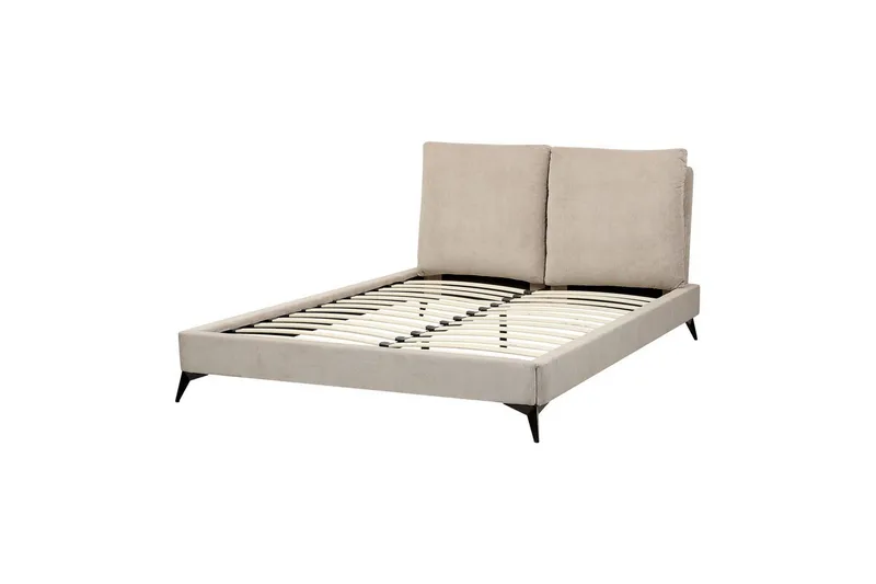 Seng med lamellramme Melle - Taupe/Manchesterstoff, Taupe/cordfløyel, 140x200 cm - Møbler - Senger - Sengeramme & sengestamme