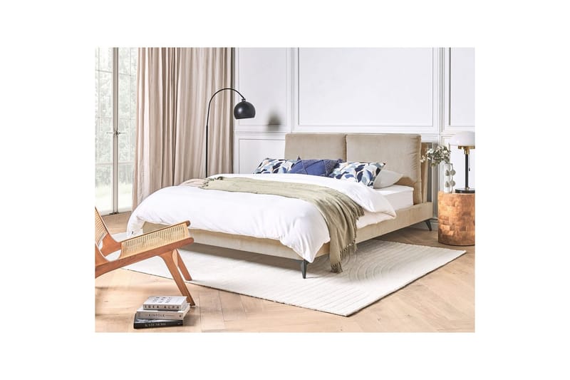 Seng med lamellramme Melle - Taupe/Manchesterstoff, Taupe/cordfløyel, 160x200 cm - Møbler - Senger - Sengeramme & sengestamme