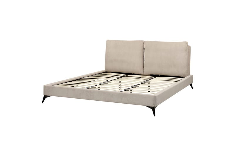Seng med lamellramme Melle, Taupe/Manchesterstoff, Taupe/cordfløyel, 180x200 cm