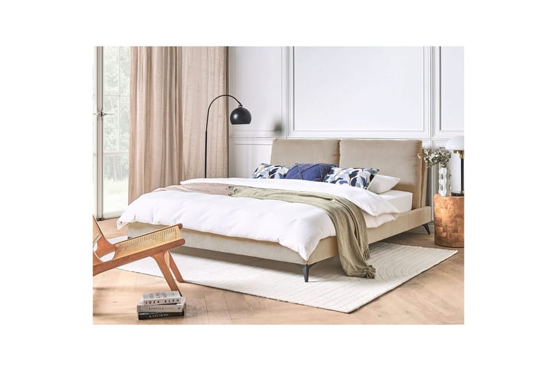Seng med lamellramme Melle - Taupe/Manchesterstoff, Taupe/cordfløyel, 180x200 cm - Møbler - Senger - Sengeramme & sengestamme