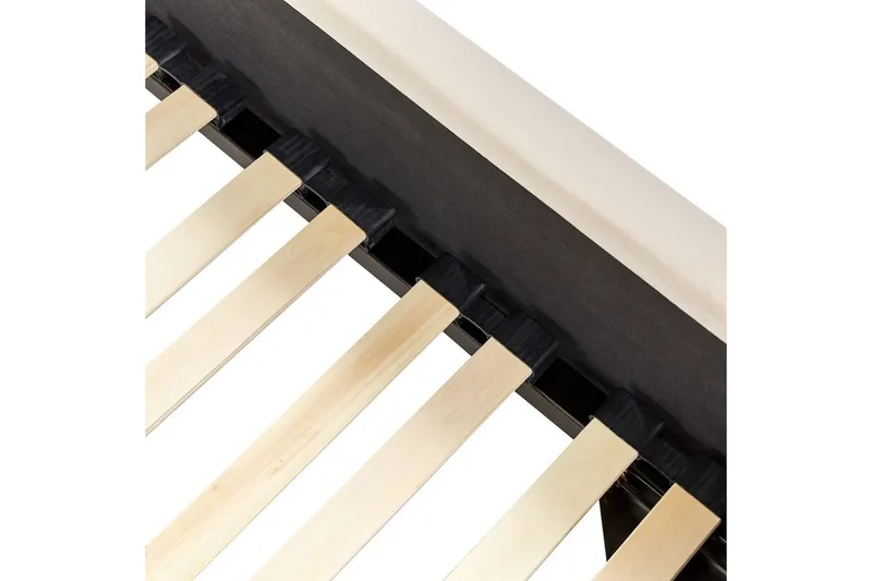 Seng med lamellramme Metz - Beige, Sølv/Fløyel, 90x200 cm - Møbler - Senger - Sengeramme & sengestamme