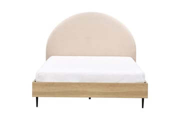 Seng med lamellramme Millay - Beige, lyst tre, svart/bouclé, Beige, lyst tre, svart/Bouclé, 140x200 cm - Møbler - Senger - Sengeramme & sengestamme