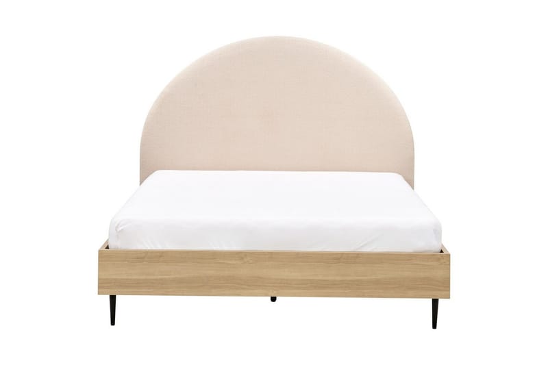 Seng med lamellramme Millay - Beige, lyst tre, svart/bouclé, Beige, lyst tre, svart/Bouclé, 140x200 cm - Møbler - Senger - Sengeramme & sengestamme