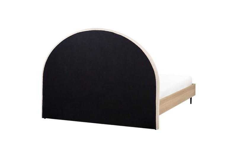 Seng med lamellramme Millay - Beige, lyst tre, svart/bouclé, Beige, lyst tre, svart/Bouclé, 160x200 cm - Møbler - Senger - Sengeramme & sengestamme