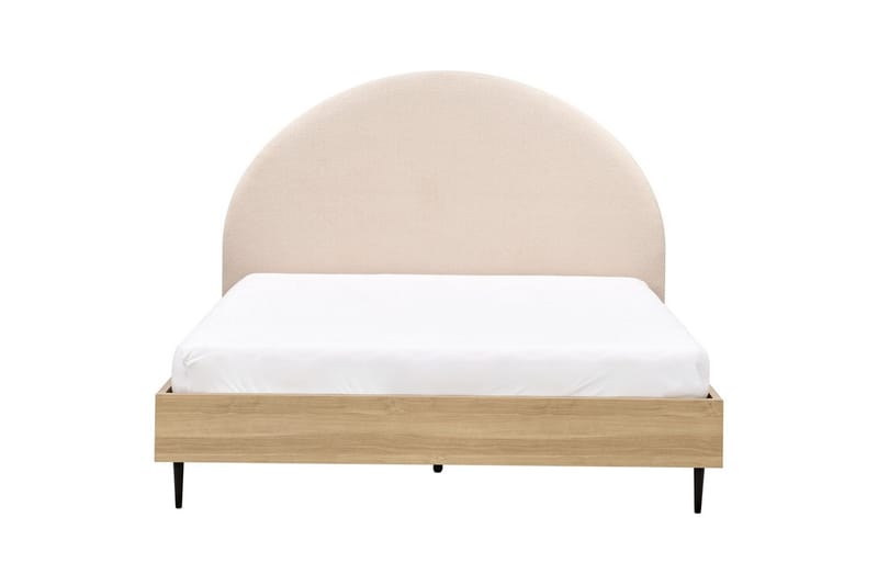Seng med lamellramme Millay - Beige, lyst tre, svart/bouclé, Beige, lyst tre, svart/Bouclé, 160x200 cm - Møbler - Senger - Sengeramme & sengestamme