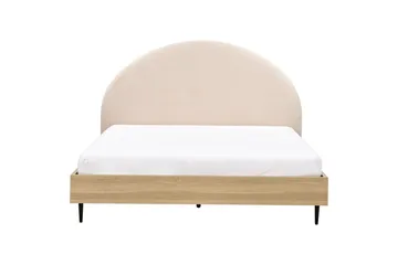 Seng med lamellramme Millay - Beige, lyst tre, svart/bouclé, Beige, lyst tre, svart/Bouclé, 180x200 cm - Møbler - Senger - Sengeramme & sengestamme