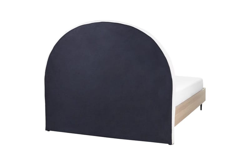 Seng med lamellramme Millay - Hvit, lyst tre, svart/Polyester, Hvit, lyst treverk, svart/polyester, 140x200 cm - Møbler - Senger - Sengeramme & sengestamme