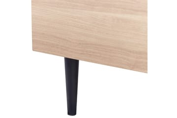 Seng med lamellramme Millay - Hvit, lyst tre, svart/Polyester, Hvit, lyst treverk, svart/polyester, 160x200 cm - Møbler - Senger - Sengeramme & sengestamme