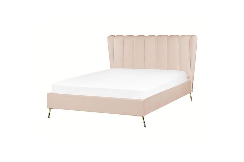 Seng med lamellramme Miribel - Beige, gull, 140x200 cm - Møbler - Senger - Sengeramme & sengestamme