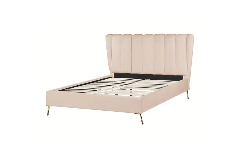 Seng med lamellramme Miribel, Beige, gull, 140x200 cm