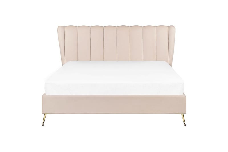 Seng med lamellramme Miribel - Beige, gull, 160x200 cm - Møbler - Senger - Sengeramme & sengestamme