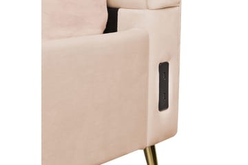 Seng med lamellramme Miribel - Beige, gull, 180x200 cm - Møbler - Senger - Sengeramme & sengestamme