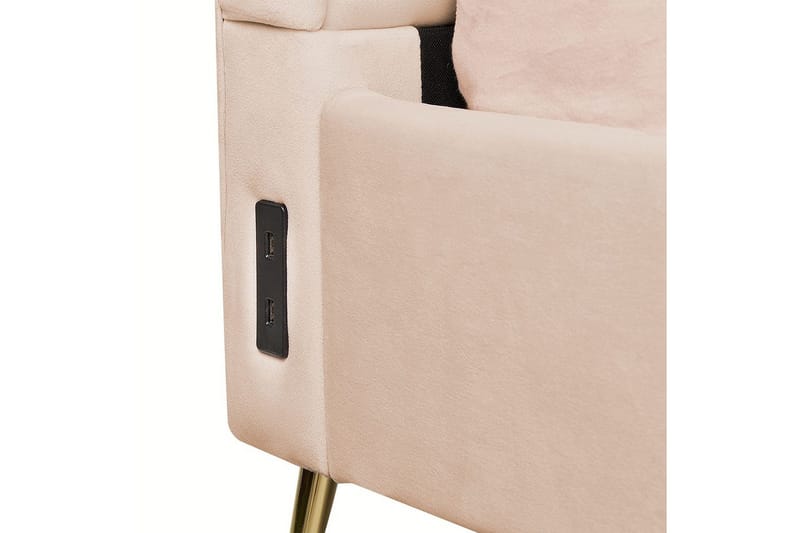 Seng med lamellramme Miribel - Beige, gull, 180x200 cm - Møbler - Senger - Sengeramme & sengestamme