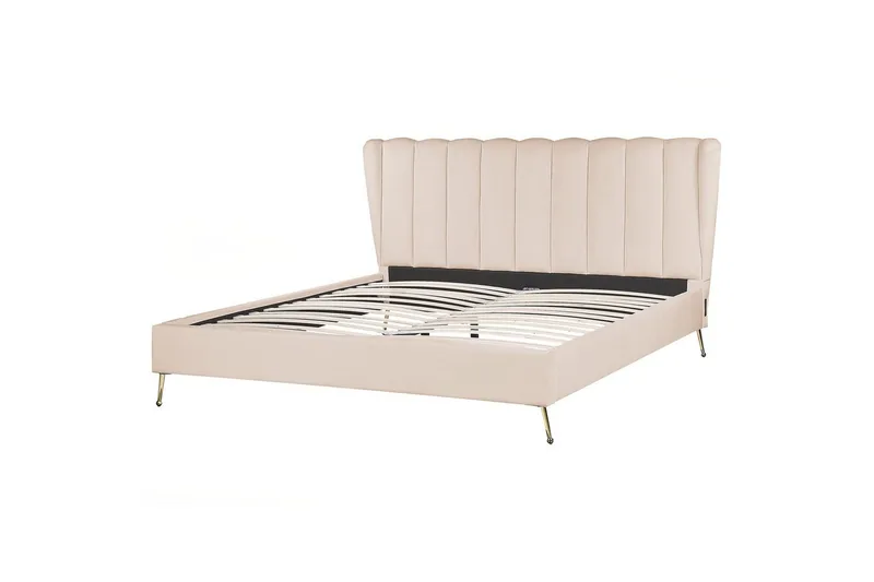 Seng med lamellramme Miribel - Beige, gull, 180x200 cm - Møbler - Senger - Sengeramme & sengestamme