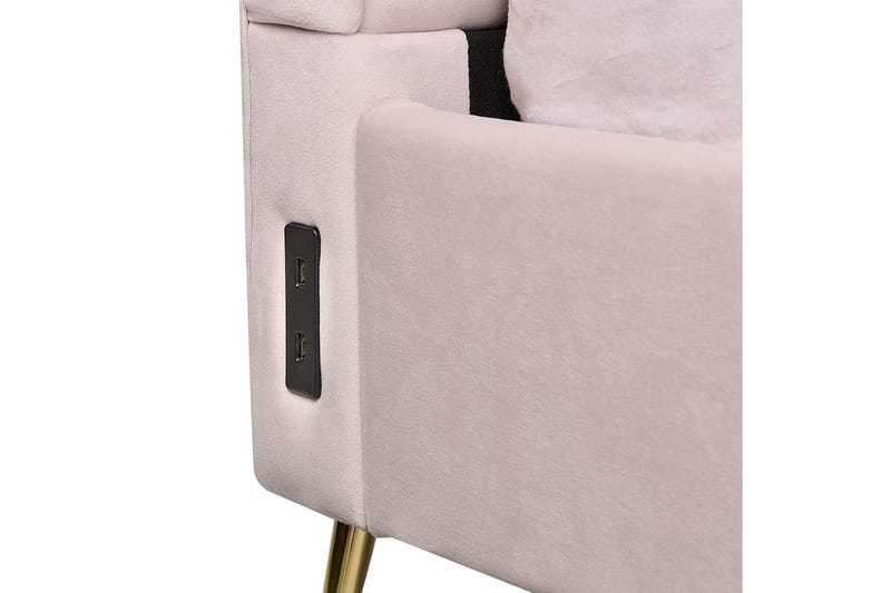 Seng med lamellramme Miribel - Rosa, gull, 140x200 cm - Møbler - Senger - Sengeramme & sengestamme