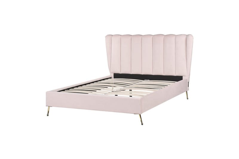 Seng med lamellramme Miribel - Rosa, gull, 140x200 cm - Møbler - Senger - Sengeramme & sengestamme