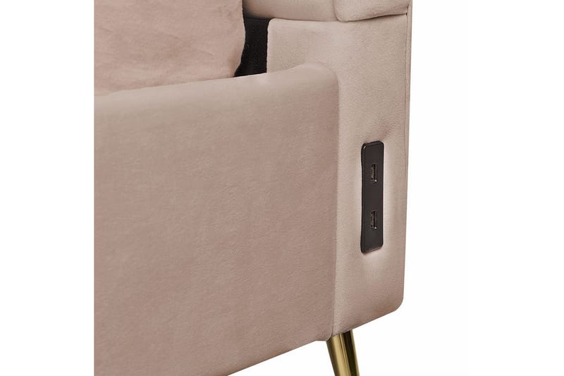 Seng med lamellramme Miribel - Taupe, gull, 140x200 cm - Møbler - Senger - Sengeramme & sengestamme