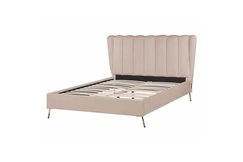 Seng med lamellramme Miribel, Taupe, gull, 140x200 cm