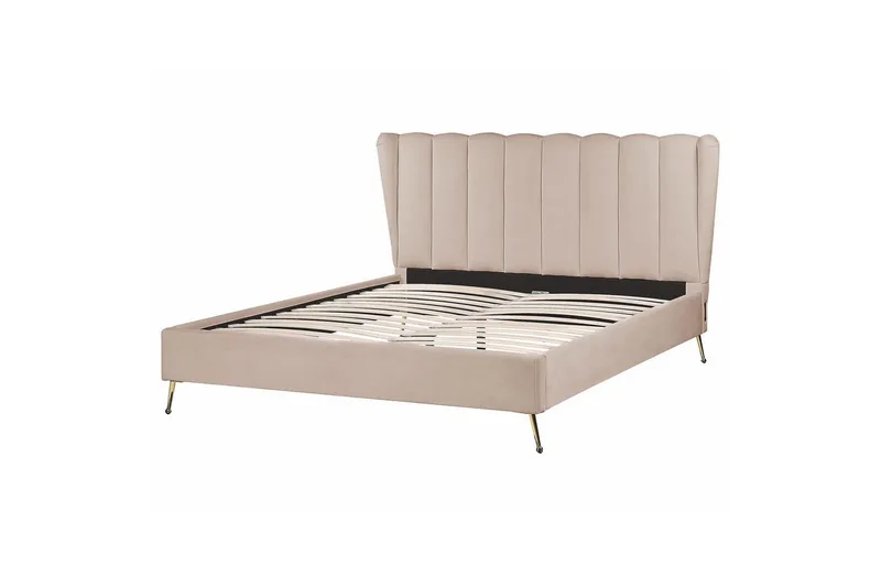 Seng med lamellramme Miribel - Taupe, gull, 160x200 cm - Møbler - Senger - Sengeramme & sengestamme