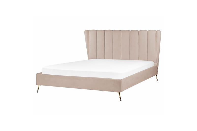 Seng med lamellramme Miribel - Taupe, gull, 160x200 cm - Møbler - Senger - Sengeramme & sengestamme