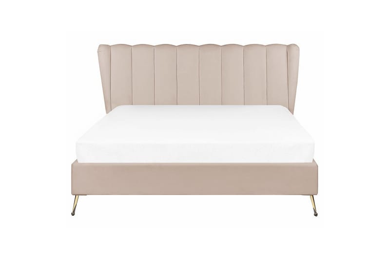 Seng med lamellramme Miribel - Taupe, gull, 160x200 cm - Møbler - Senger - Sengeramme & sengestamme