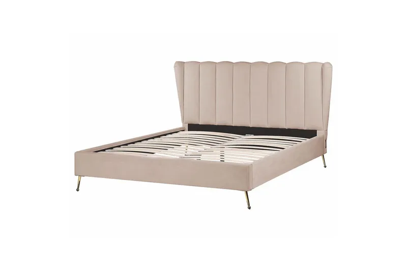 Seng med lamellramme Miribel, Taupe, gull, 160x200 cm