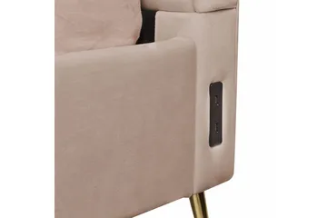 Seng med lamellramme Miribel - Taupe, gull, 160x200 cm - Møbler - Senger - Sengeramme & sengestamme