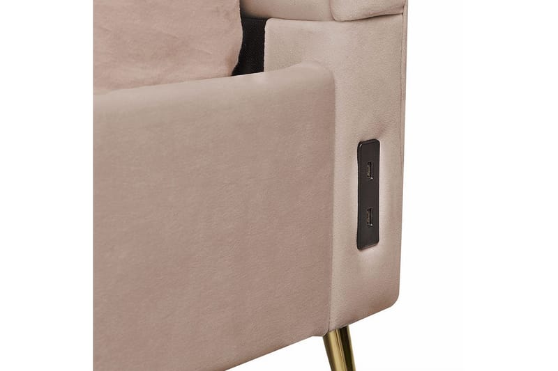 Seng med lamellramme Miribel - Taupe, gull, 160x200 cm - Møbler - Senger - Sengeramme & sengestamme