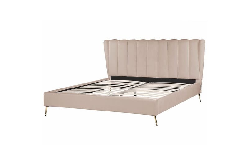 Seng med lamellramme Miribel - Taupe, gull, 180x200 cm - Møbler - Senger - Sengeramme & sengestamme