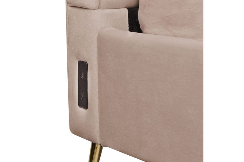 Seng med lamellramme Miribel - Taupe, gull, 180x200 cm - Møbler - Senger - Sengeramme & sengestamme