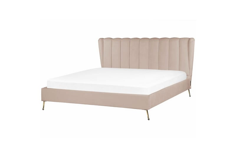 Seng med lamellramme Miribel - Taupe, gull, 180x200 cm - Møbler - Senger - Sengeramme & sengestamme