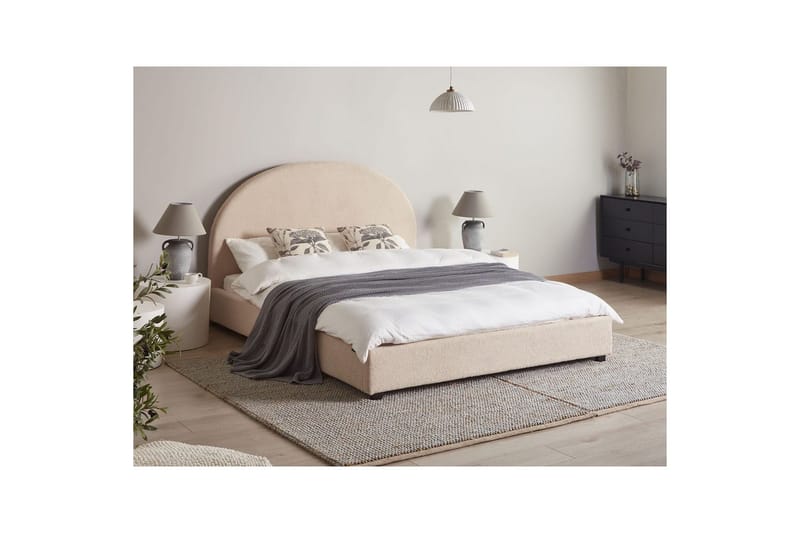 Seng med lamellramme Vaucluse - Beige/Bouclé, 160x200 cm - Møbler - Senger - Sengeramme & sengestamme