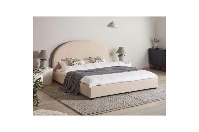 Seng med lamellramme Vaucluse - Beige/Bouclé, 180x200 cm - Møbler - Senger - Sengeramme & sengestamme