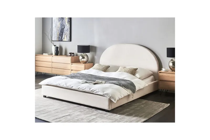 Seng med lamellramme Vaucluse - Hvit/Polyester, 160x200 cm - Møbler - Senger - Sengeramme & sengestamme