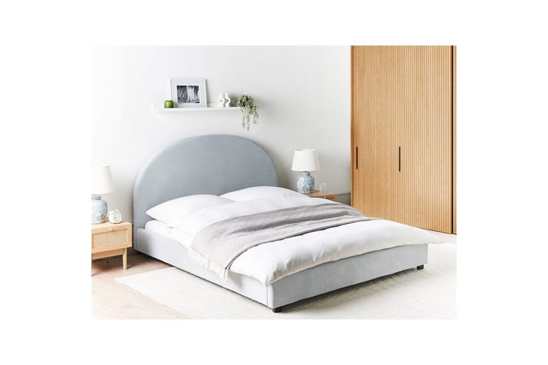 Seng med lamellramme Vaucluse - Lys blå/Polyester, 140x200 cm - Møbler - Senger - Sengeramme & sengestamme