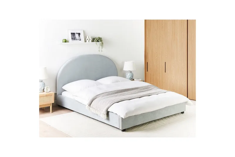 Seng med lamellramme Vaucluse - Lys blå/Polyester, 160x200 cm - Møbler - Senger - Sengeramme & sengestamme