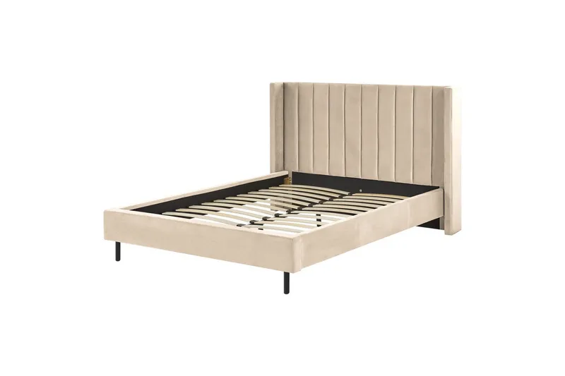 Seng med lamellramme Villette, Beige, svart, 140x200 cm
