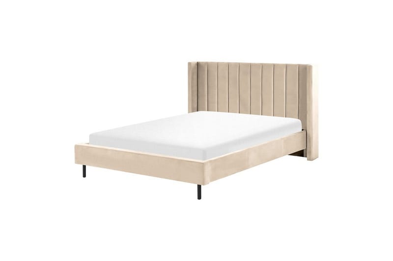 Seng med lamellramme Villette - Beige, svart, 160x200 cm - Møbler - Senger - Sengeramme & sengestamme