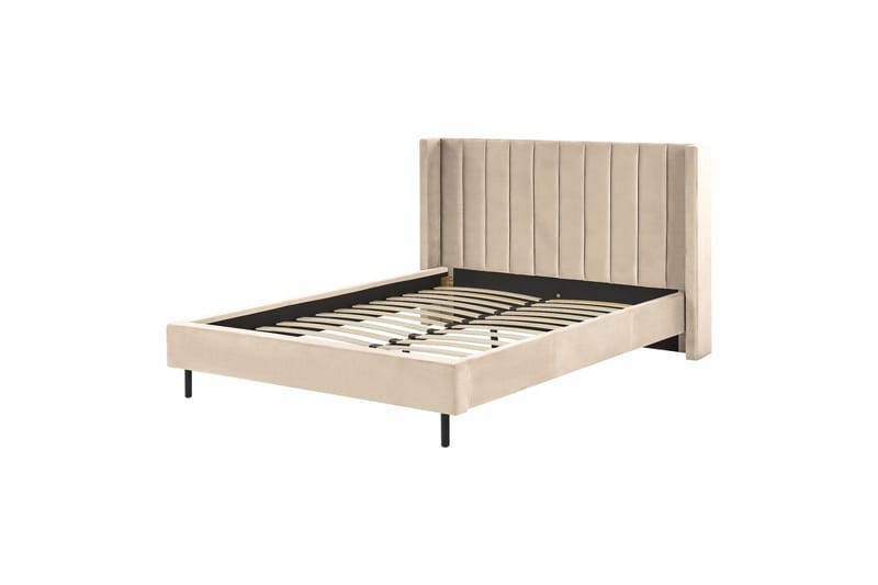 Seng med lamellramme Villette - Beige, svart, 160x200 cm - Møbler - Senger - Sengeramme & sengestamme